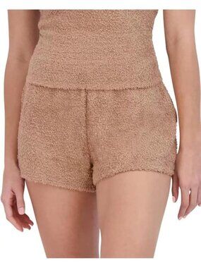 Women's Praline Fuzzy Imported Polyester Pull-on Cozy Chenille Sleep Shorts